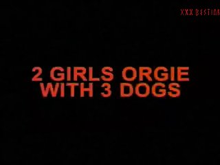 2 Girls Orgy With 3 Dogs 001